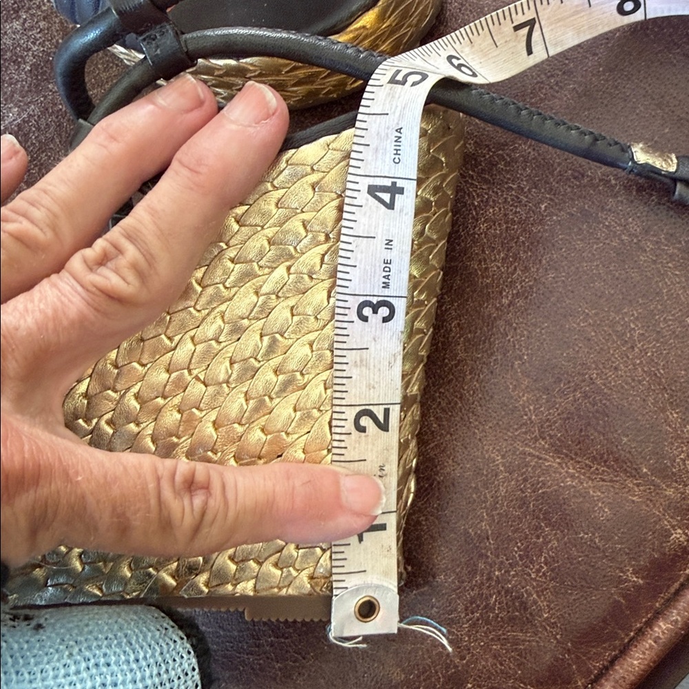 Coach Black Leather Wedge Sandals with Braided Espadrille - Picture 8 of 16